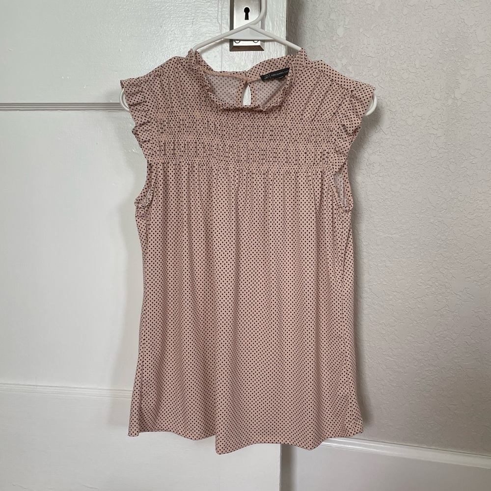 Adrianna Papell Pink Polkadot Blouse